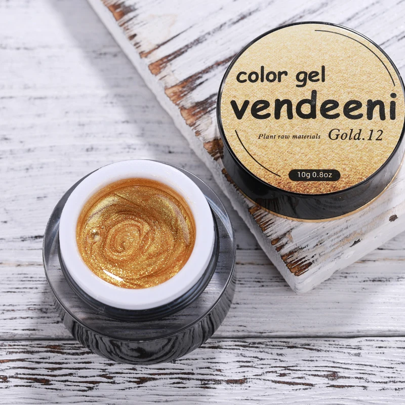 Vendeeni 12 Color Gel Paint  Nail Gel Set Soak Off Nail Art LED 12 colors  Pure Painting gel nail polish