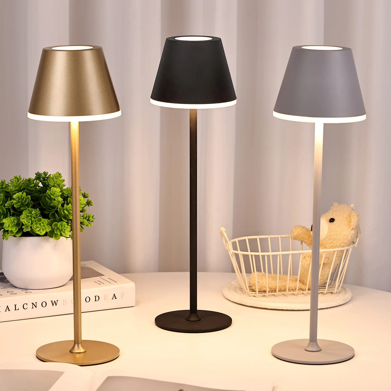 Hot sales modern flexible movable desktops touch dimmer brightness cordless led desk lamp with rechargeable battery