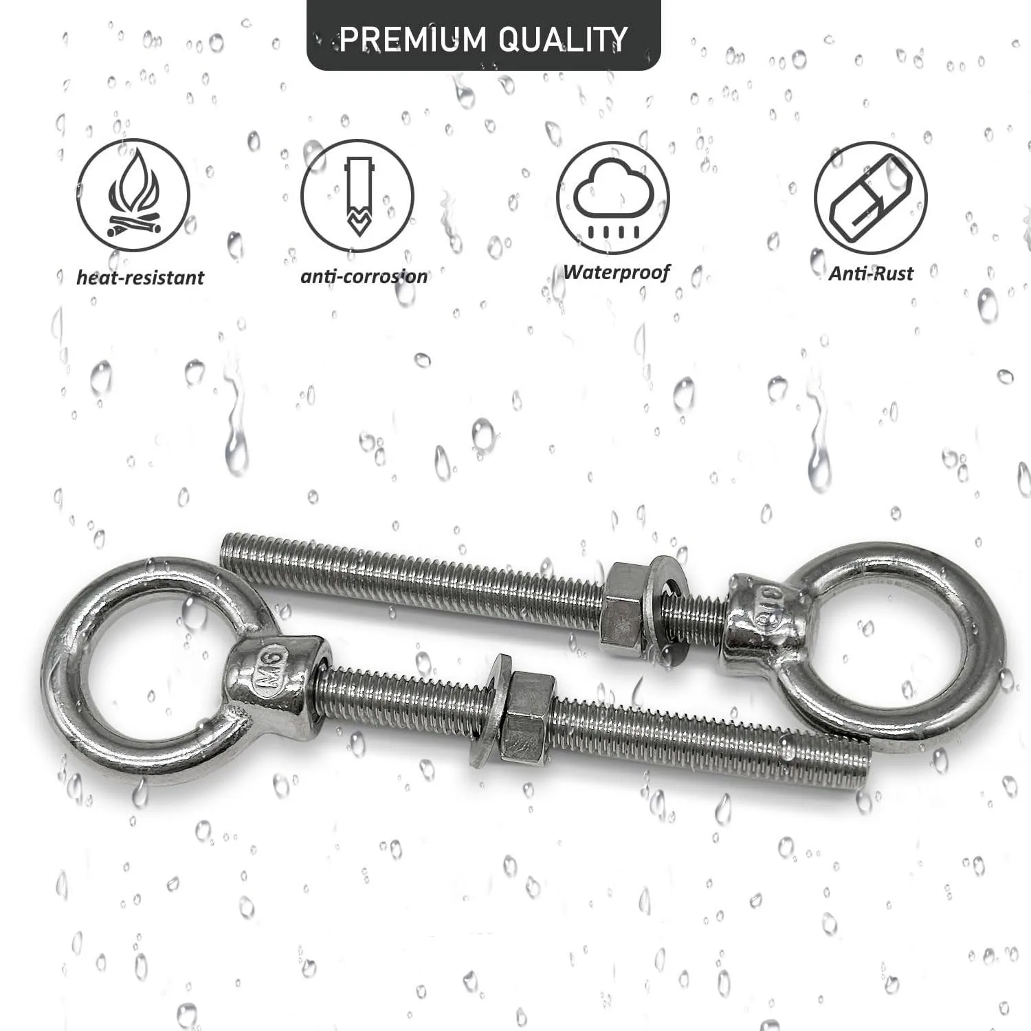 Fast Delivery Stainless Steel A2 A4 All Size Hex Hexagon Carriage Coach Flange Stud Thread Rod T Square Lifting Eye Bolt