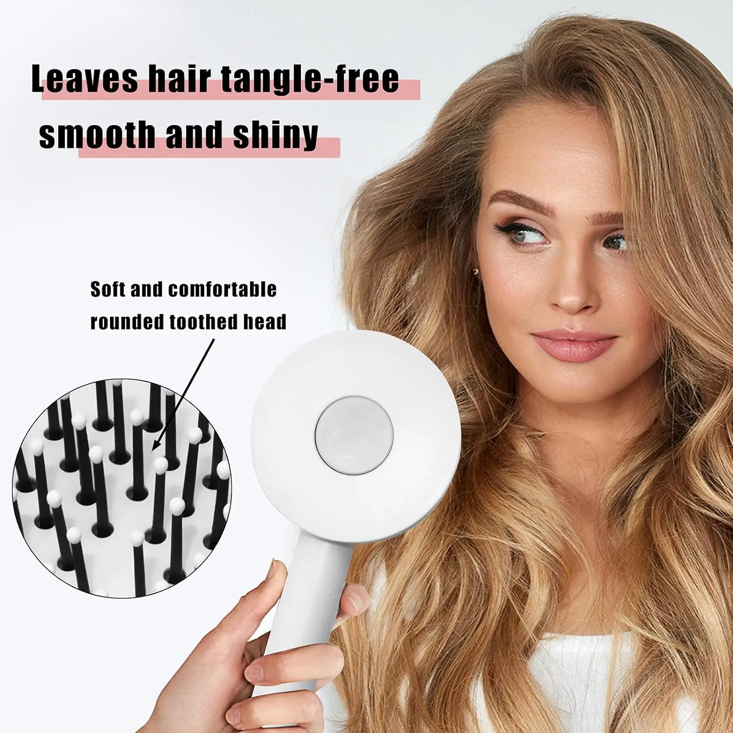 Super Soft Self Cleaning Hair Brush with holder For Women Wet or Dry Detangling 3D Air Cushion Massage Comb to Make Hair Smooth