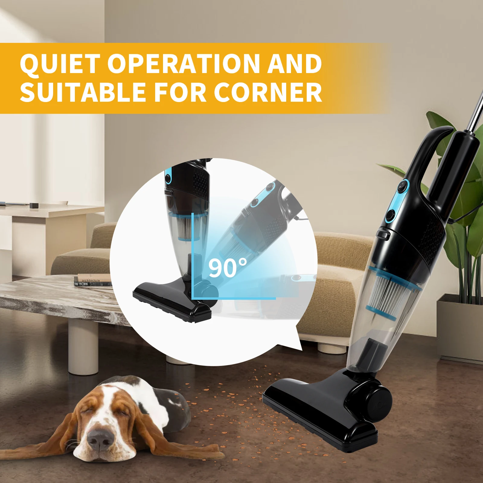 600W Powerful Wired Stick Vacuum Cleaners Vertical Corded Bed Carpet Cleaner for Floor Sofa Electric Brush Motor Dry Cyclone