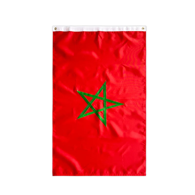 Custom Print 90X150cm 3X5 Ft Polyester Flying Indoor Outdoor Moroccan National Country Flag With Brass Grommet