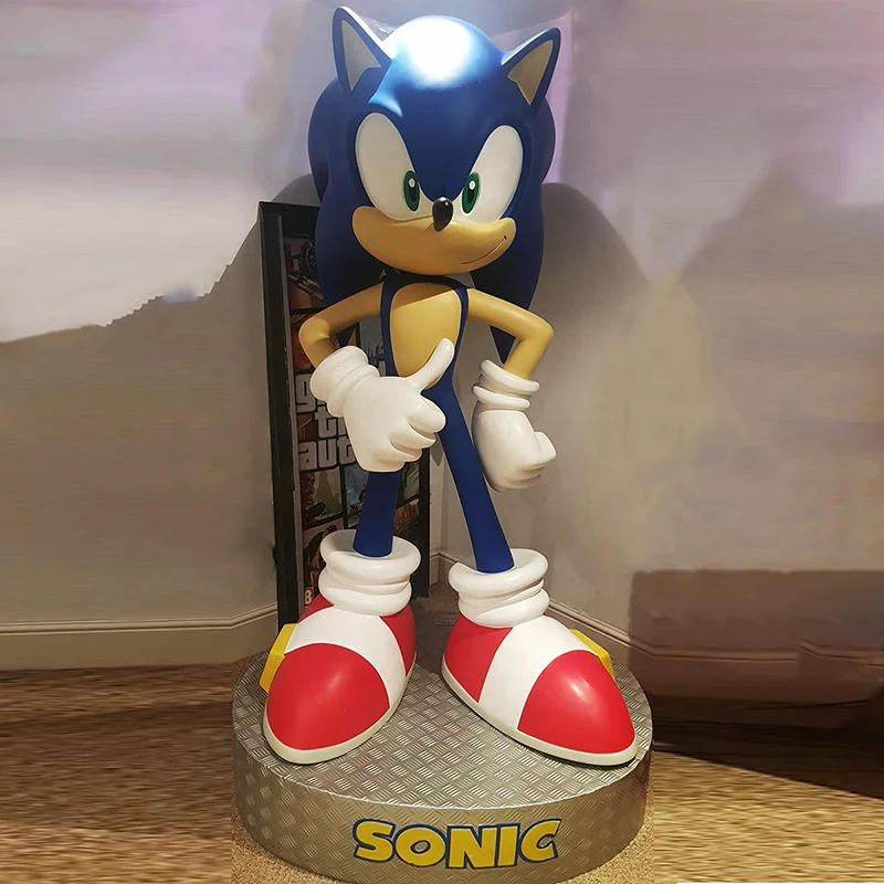 Custom Life Size Cartoon Statue Fiberglass Sonic Statue Resin Blue Hedgehog Sculpture For Decoration