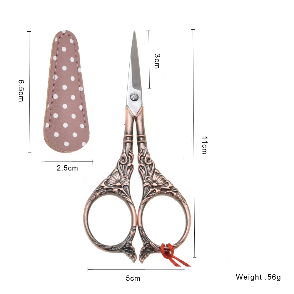 11*5CM Lily Flower Embroidery Scissors Design Custom Crafts Scissors Set With Leather Case And Tassel