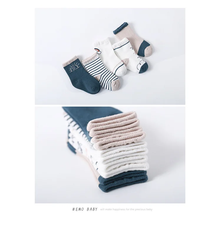 5 Pairs Baby Socks 0-1Y  Newborn Socks Kids Girls Sock Shoes Cartoon Printing