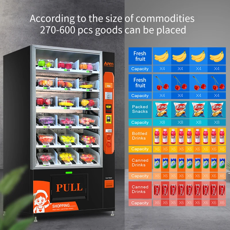 AFEN New Innovative Product With Elevator Bottled Soy Milk Sugary Snacks Vending Machine