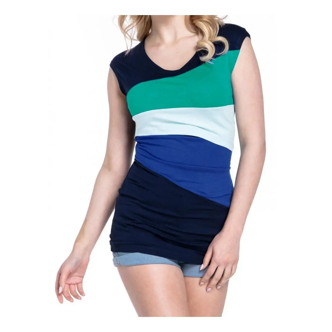 
Women Summer Fashion Short Sleeved Pregnant Tops Top Loose Spell Color Breastfeeding Tops For Pregnant Women Lactation 