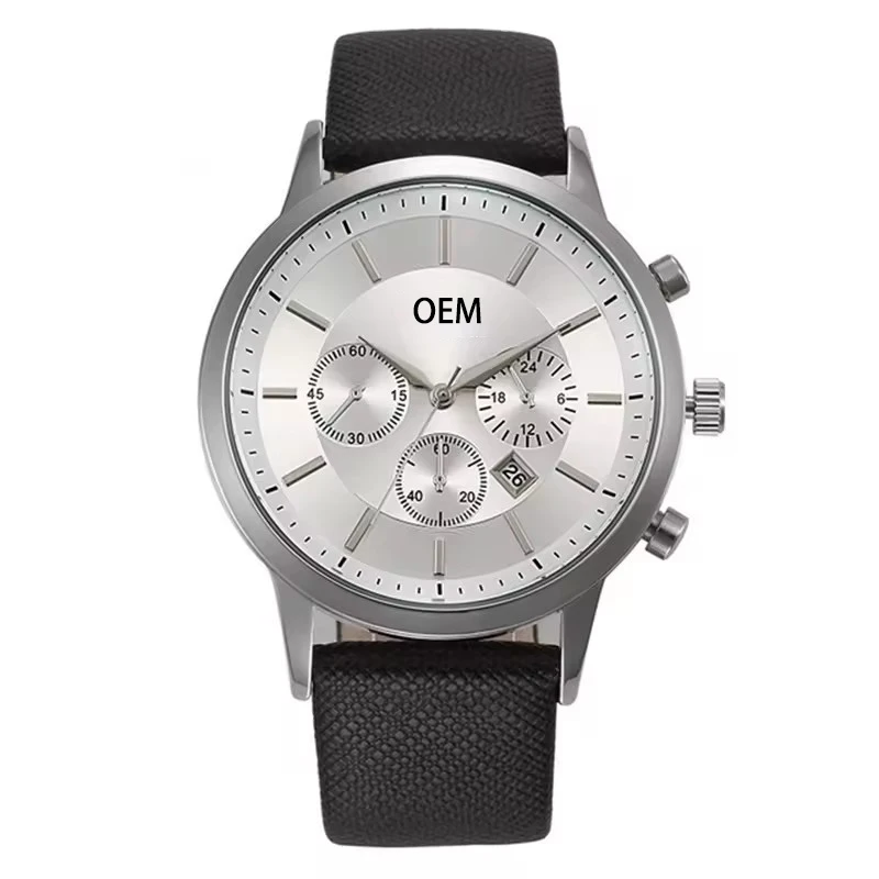 OEM Accept Customized Japan Movement Stainless Steel 3ATM Water Resistant SR626SW Battery Wrist Genuine Leather Quartz Men Watch