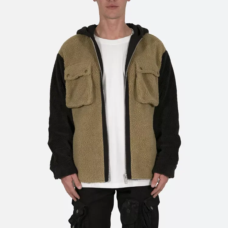 Custom Fashion Design Zipper Wool Sherpa Fleece Lined Jacket with Logo Jackets Bulk for Men