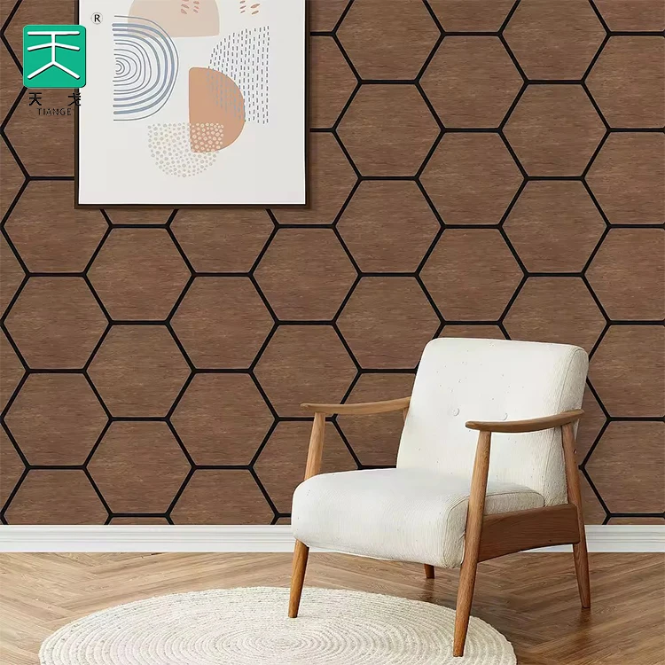 TianGe Polyester Fiber Diy In Wood Wool Soundproof Wall Veneer Hexagonal Acoustic Absorption Panel Board Plates