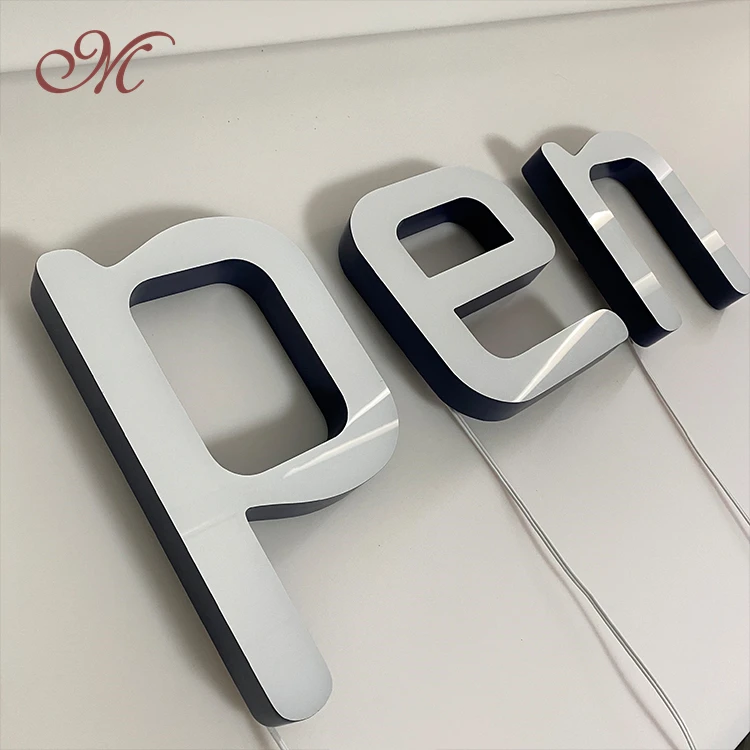 LED 3d logo pattern custom sign light IP68 channel marquee letters acryl sign front light signs