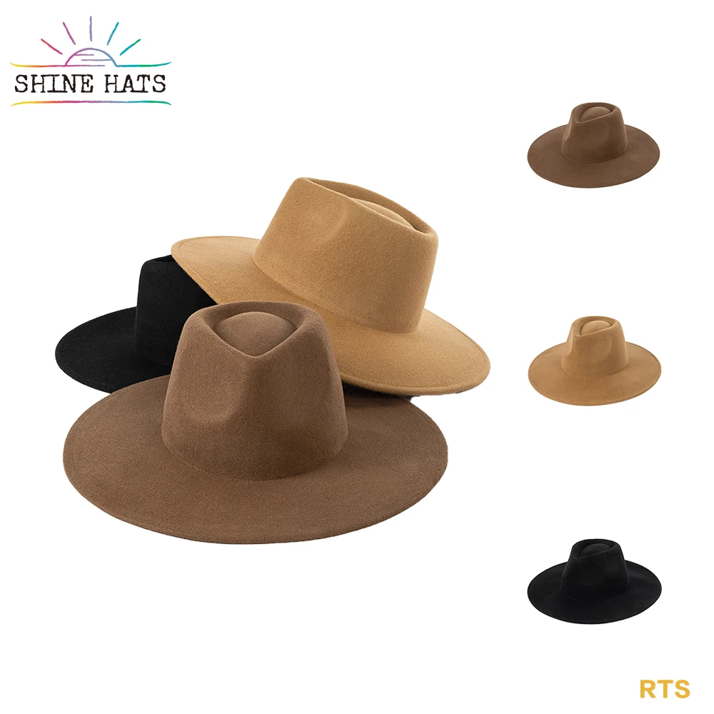 Shinehats 59 см большого размера с широкими полями коричневый фетровая шляпка шерстяная шляпа мужская летняя шерстяной строгий оптом фетровые