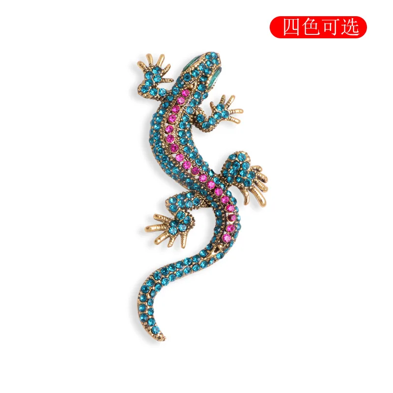 New Hot Sale Vintage Corsage Animal Lizard Brooch Diamond Alloy Unisex Accessory Brooch For Lady