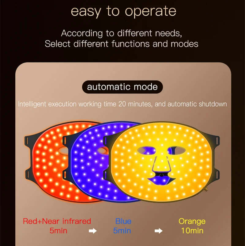 Face Silicone Facial LED Mask Red Light Therapy Face Anti Ageing Brighten LED Phototherapy Mask Beauty Device