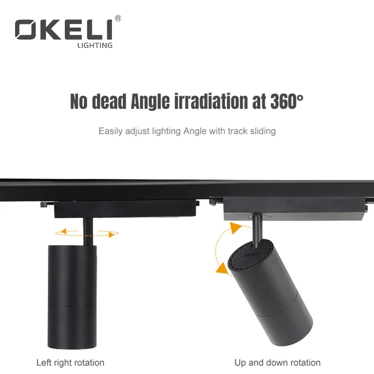 
OKELI Supplier Hot sale IP20 25w 35w aluminum material spotlights focus COB led track lamp 