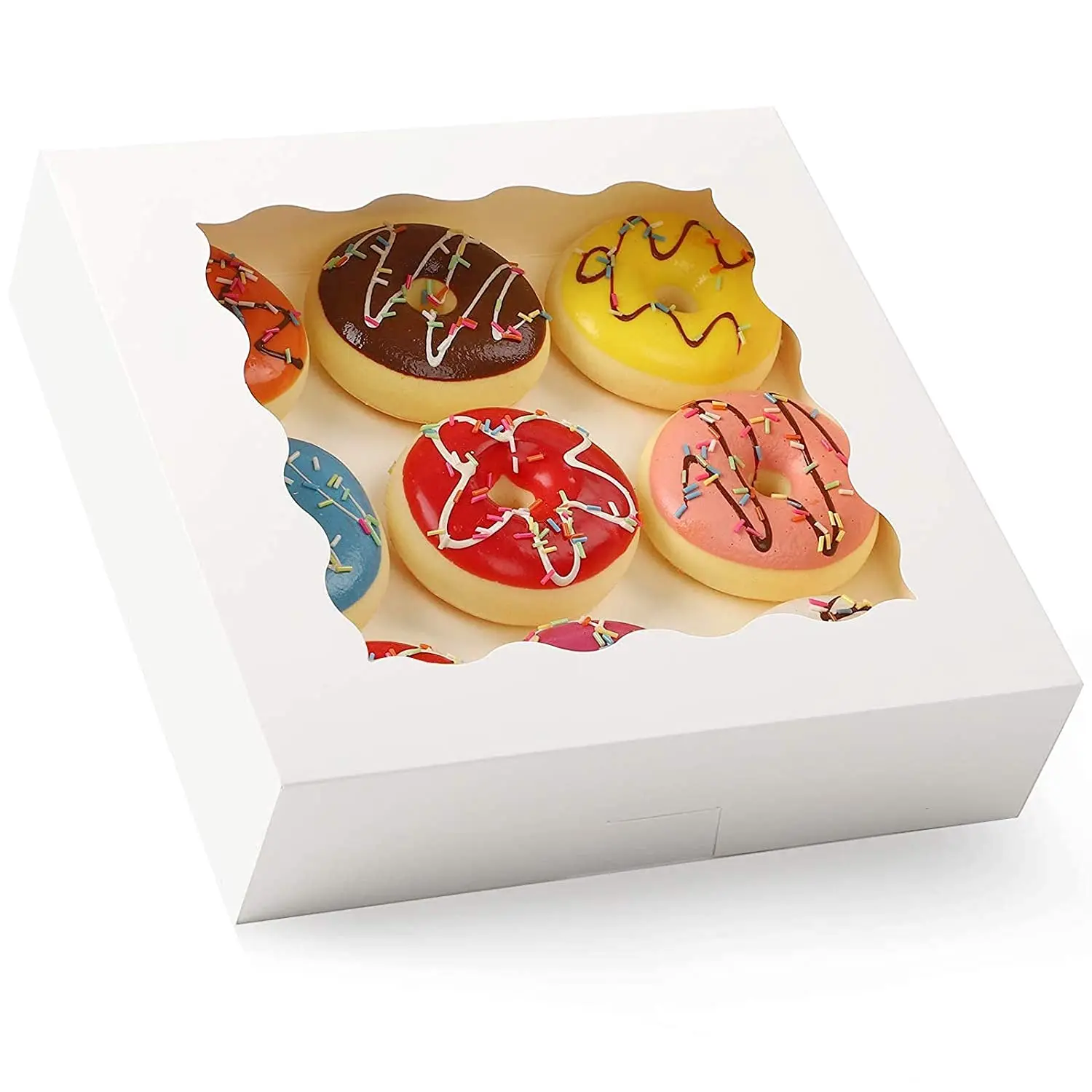 Hot sale cake Boxes 10x10x2.5in White Bakery Boxes Pastry Cake Boxes with Window