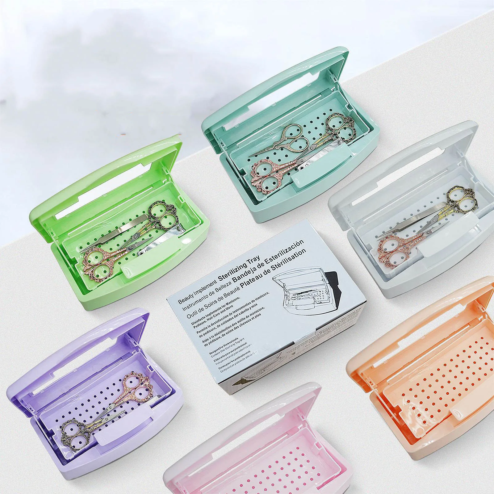 Hot Sale Nail Clean Sterilizer Box Manicure Multifunction  Plastic Nails Storage Box For Tweezer And Other Tools