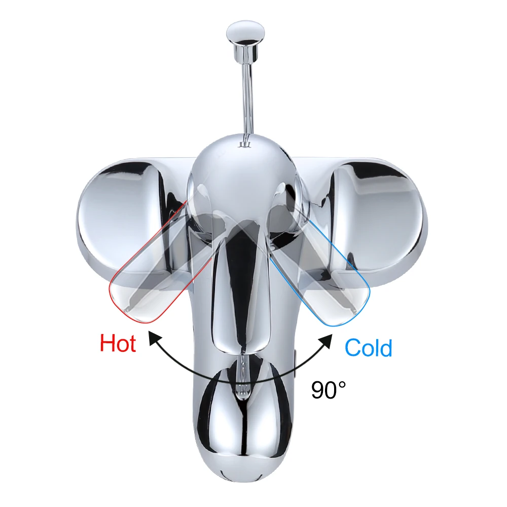 Single Handle Fancy Bathroom Faucet 4 Inch Centerset  Lavatory Faucet with Lift Rod Pop Up Drain