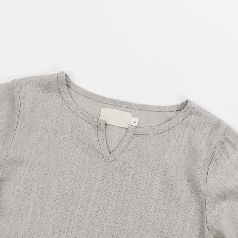 
Autumn Gray Boutique Organic Linen High Quality Hot Sale Kids Gift Long Sleeve Baby T-shirt 