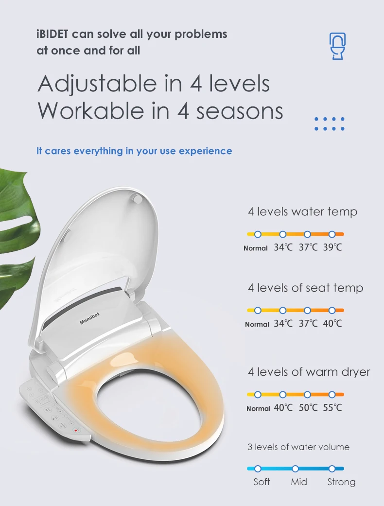 Mamibot iBIDET electric bidet seat with instant fresh heat water system Toilet Seat Cover for Bathroom