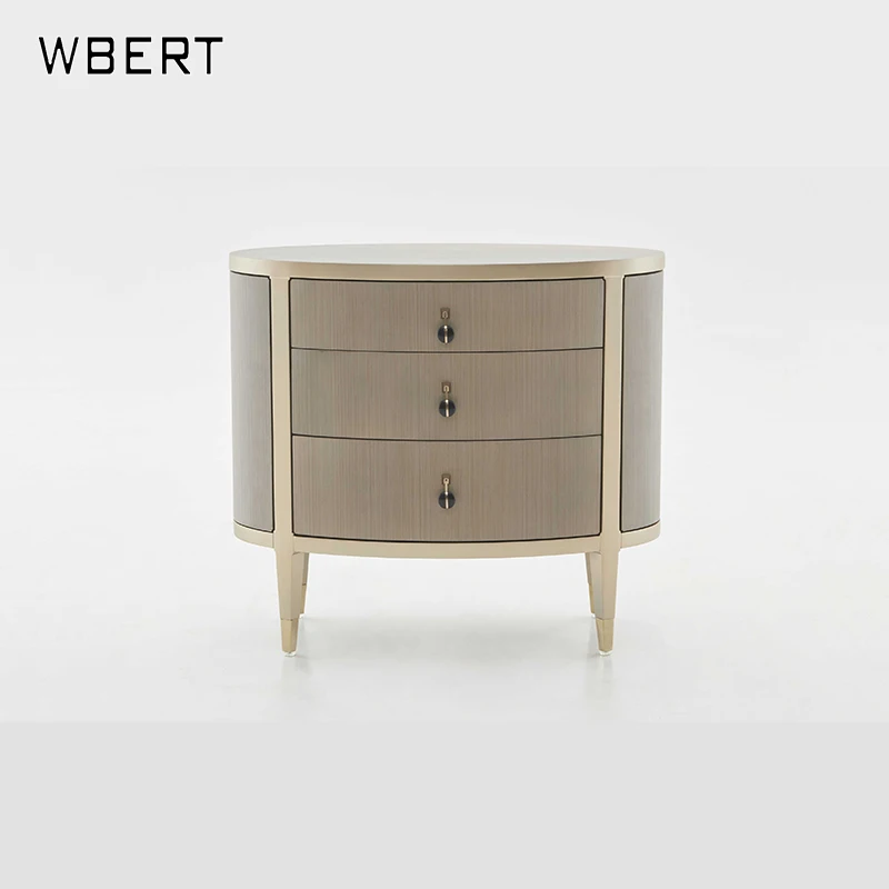 WBERT Simple Modern Nightstand Light Luxury Solid Wood Bedroom Furniture Small Living Room Cabinet with Bedside Storage Locker