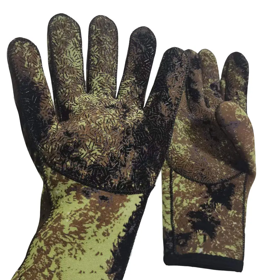 Neoprene Gloves,Camo Wetsuit Gloves Scuba Diving Gloves Warm Anti-Slip Puncture Resistant