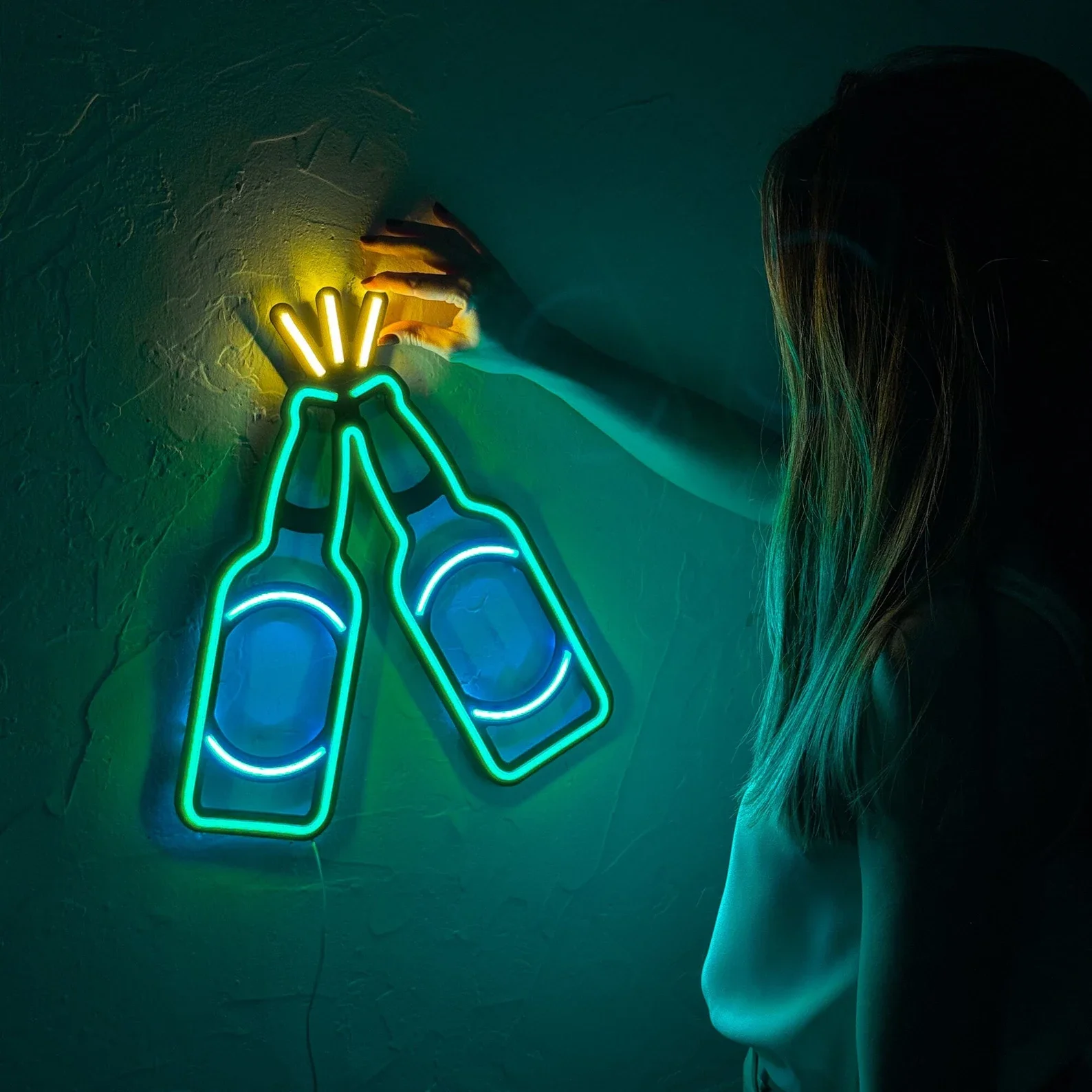 Cailemeng Cerveja Настенный декор светодиодная неоновая вывеска светлый пивной бар пляжный паб клубный знак для коктейлей человек пещерный арт