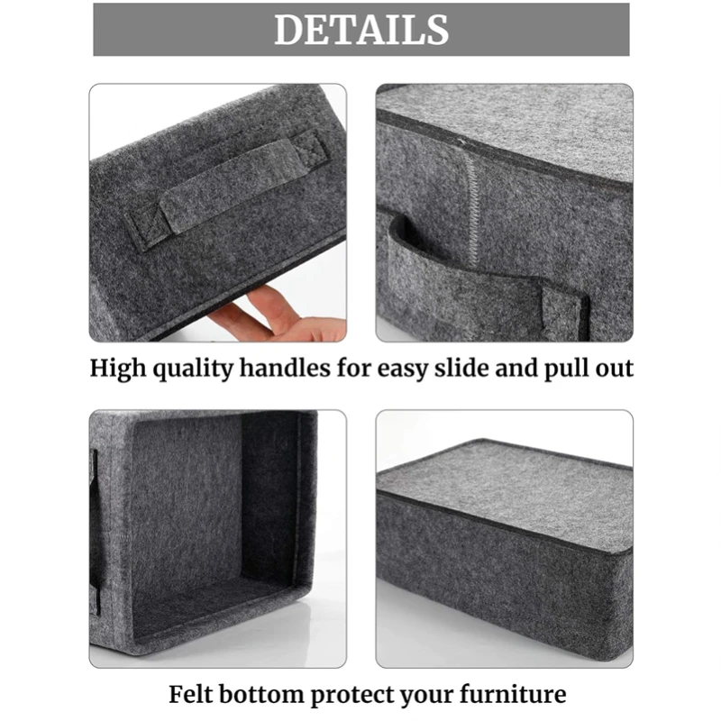 Fabric Drawer Storage Basket Cute Storage Basket Felt Foldable Basket Storage Box for Mobile Phone Headphone Charger Cable