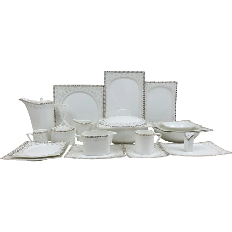 China Factory 66pcs Square Shape Bone China Dinner Set For Egypt Market