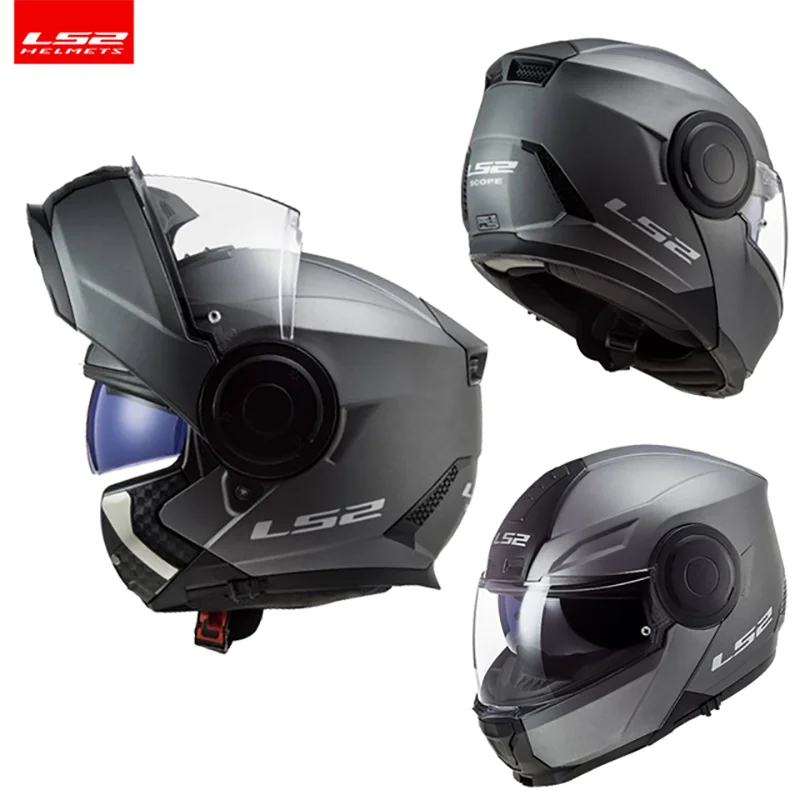 LS2 FF902 SCOPE women men Flip up moto safety helmet ece approved dual lens Full face motorcycle Helmet Modular