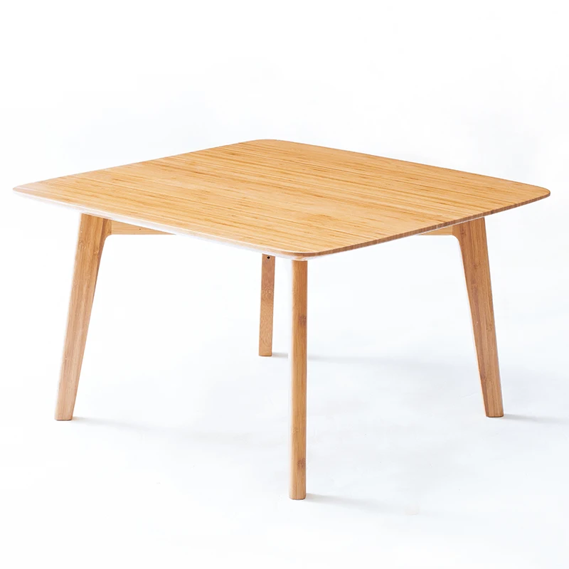 Simple Japanese Style Original Bamboo Material Household Living Room Bay Window Coffe table with Cloth Basket and Cushion