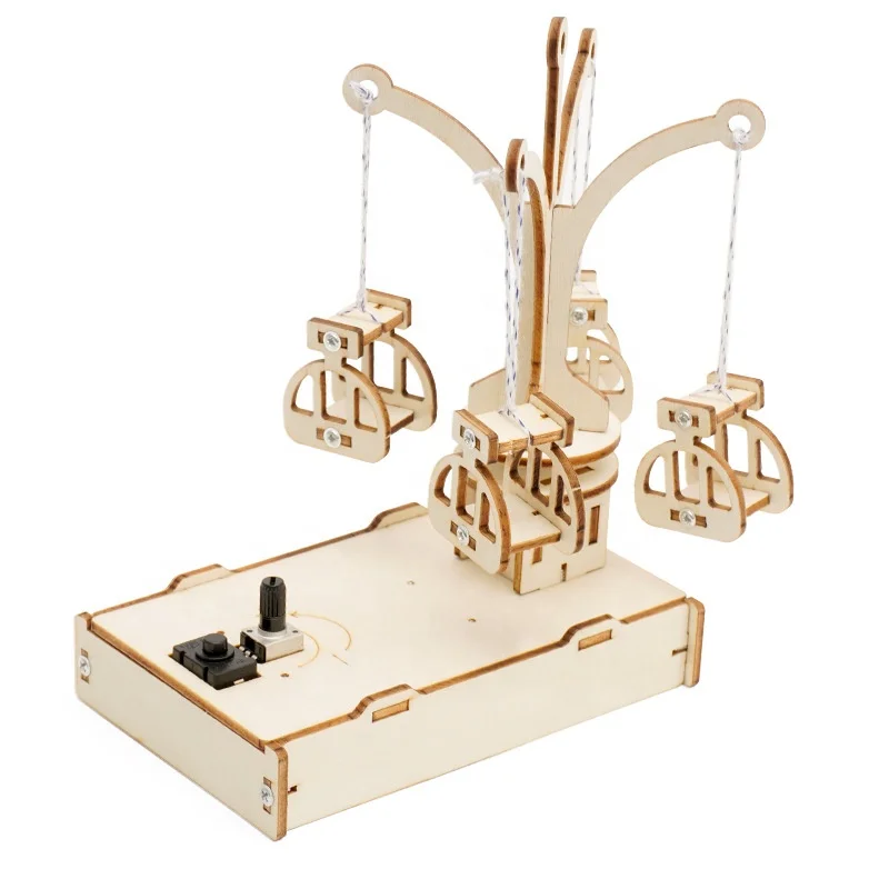 Science school learning education stem diy wooden plywood toy Rotating Flying Chair