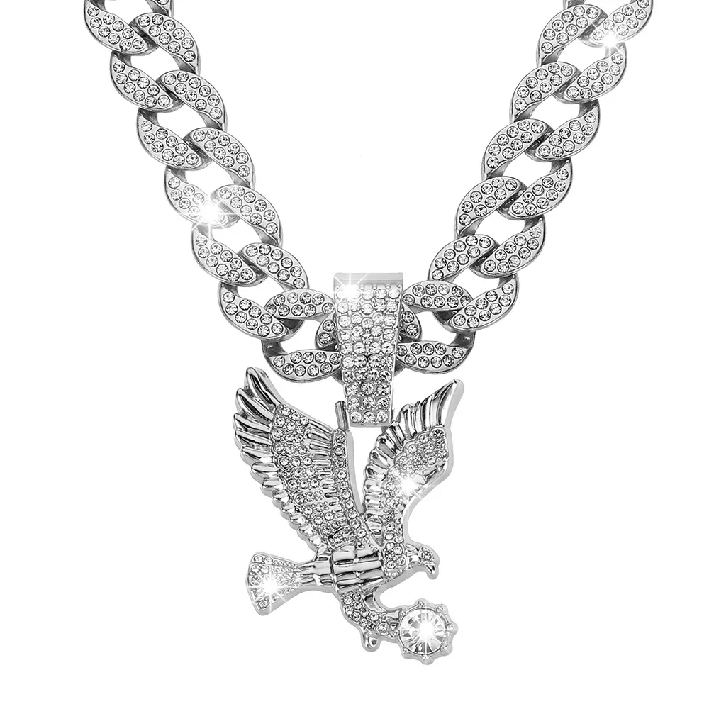 High Quality 18k Gold Plated Stainless Steel Falcon Eagle Necklace Jewelry Luxury Bling Zircon Stone Necklace for Women