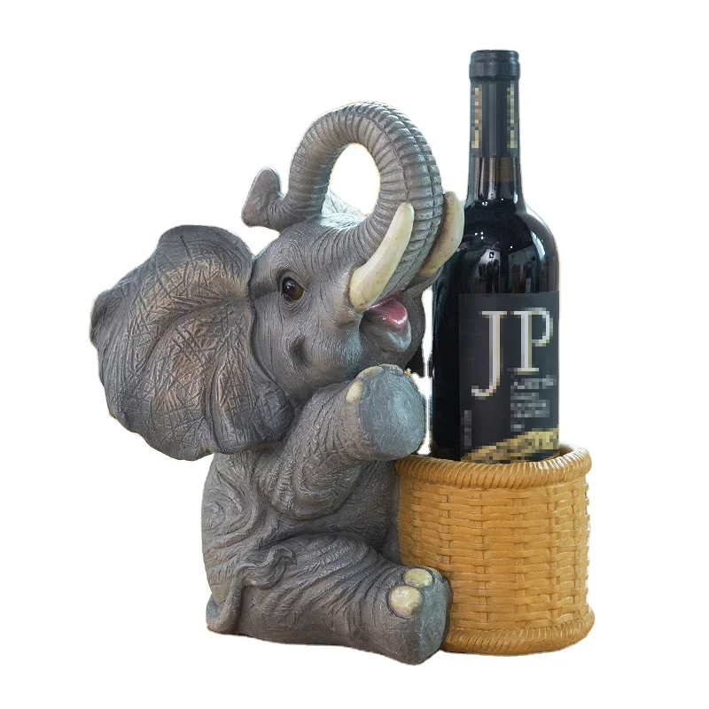 hotel desktop resin elephant statues business gifts wine bottle holder animal figurines