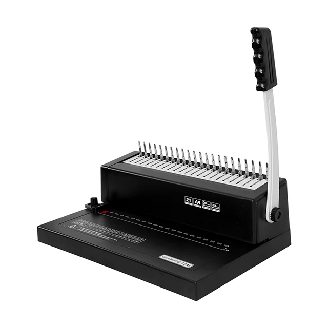 C12M Manual Rubber Ring Binding Combs 21 Hole 450 Sheets Paper Punch Binder Spiral Binding Machine for Letter Size Papers