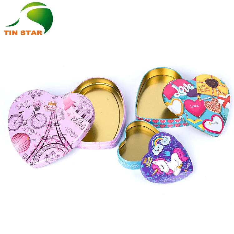 Factory Direct Sale Heart Shape Tin Box For Gift Candy Tin Can