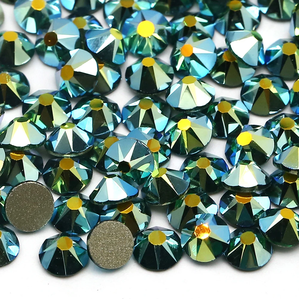 XULIN Shiny 16 Cut Facets SS16 SS20 SS30 Olivine AB Non Hotfix Round Flat Back Glass Rhinestones For Dress Clothing Applique