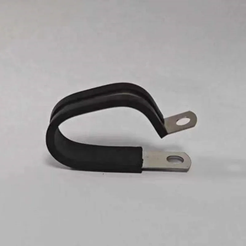 Customized Double P Type Rubber Lined Hose Clamps 304 Stainless Steel P Clamps for 2 Hoses Cables Pipes P Clip Clamp with Rubber