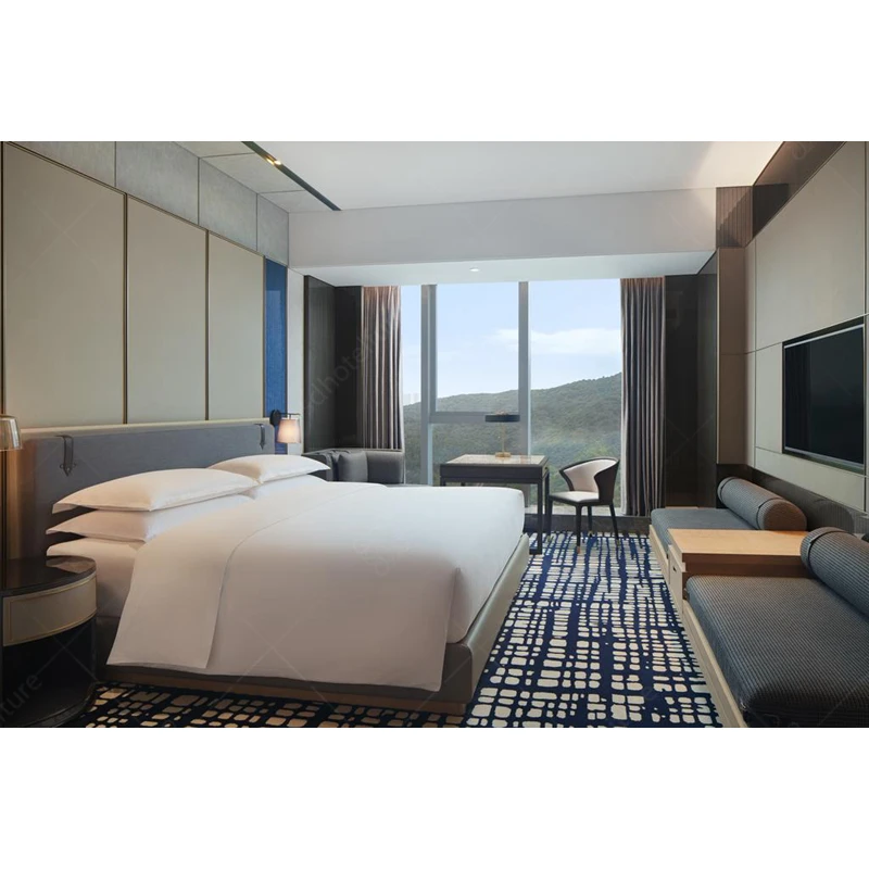 
2020 Foshan Modern 5 Star Hotel Bedroom Furniture Bed Set for Overseas Hotel 