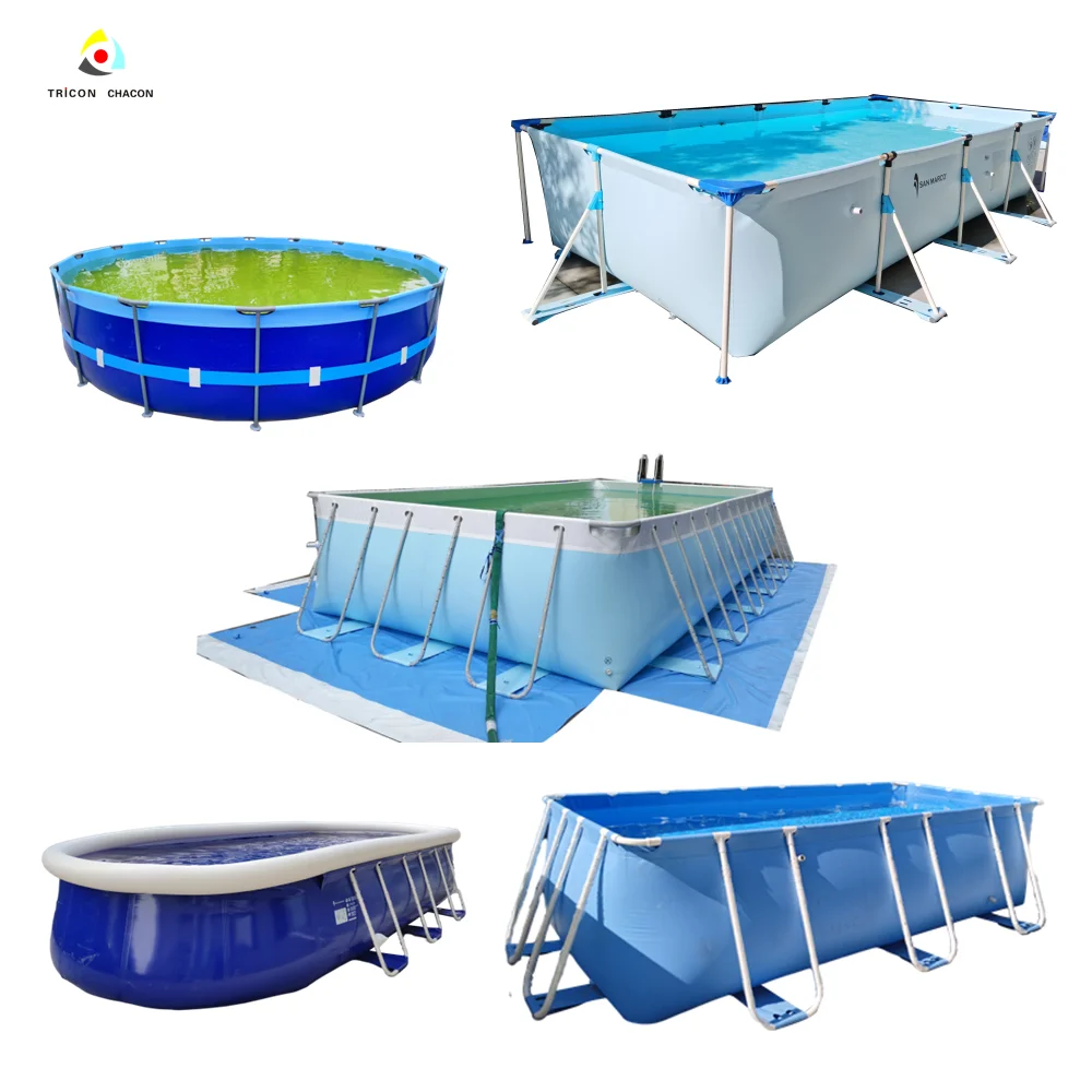 Steel metal frame swimming pool pvc liner with stairs for kids adults swimming pool outdoor plastic in swimming pool water park