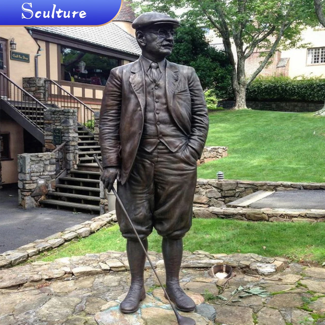 Wondecor Life Size Outdoor Metal Crafts Modern Golf Statue Bronze Garden Statue Sculpture