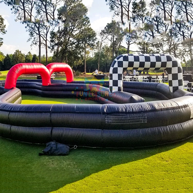 Outdoor carnival party portable air sports arena kart racing inflatable race track for sale