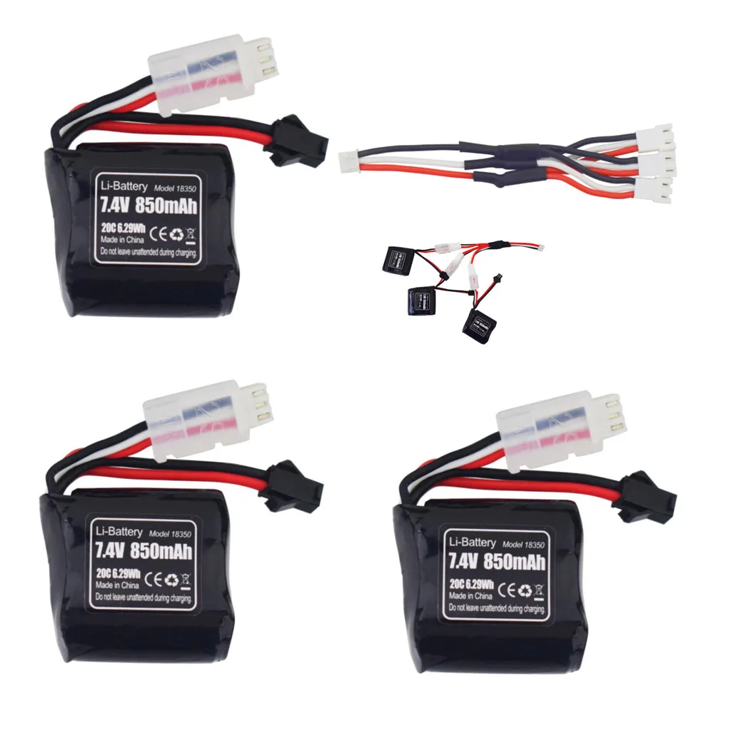 3 шт 7 4 V 850 мА/ч SM-2P разъем батареи с 1 поддон зарядный кабель Syma Q2 Q3 Skytech H100 T1 T02 H102 H106 H108 H128 RC