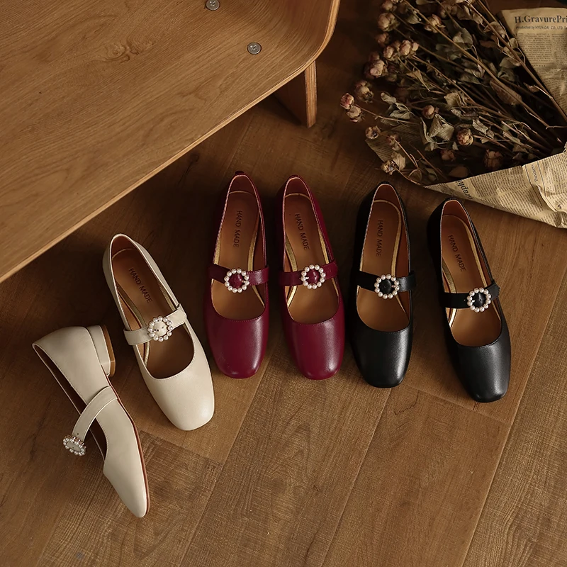 South Korea version of high quality new Mary Jane leather slip-on shoes, flat shoes for women
