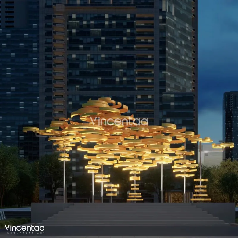 Vincentaa Modern Art Yellow Spiral Art Sculpture Public Square Park Art Sculpture