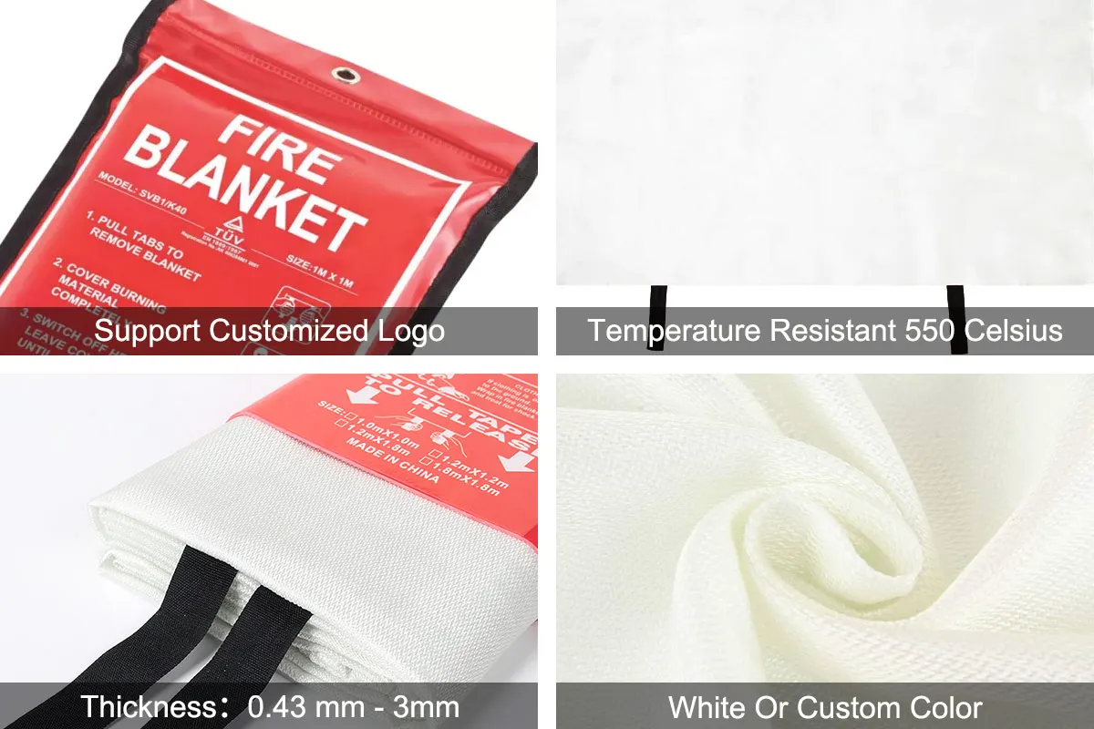 Fire Safety 550 Degree Celsius Resistant Fire Retardant 100% Fiberglass Fire Blanket For Home School Hotel Kitchen