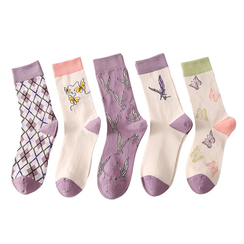 Wholesale Good Price Support Custom Color Pattern Size Colorful Women Crew socks