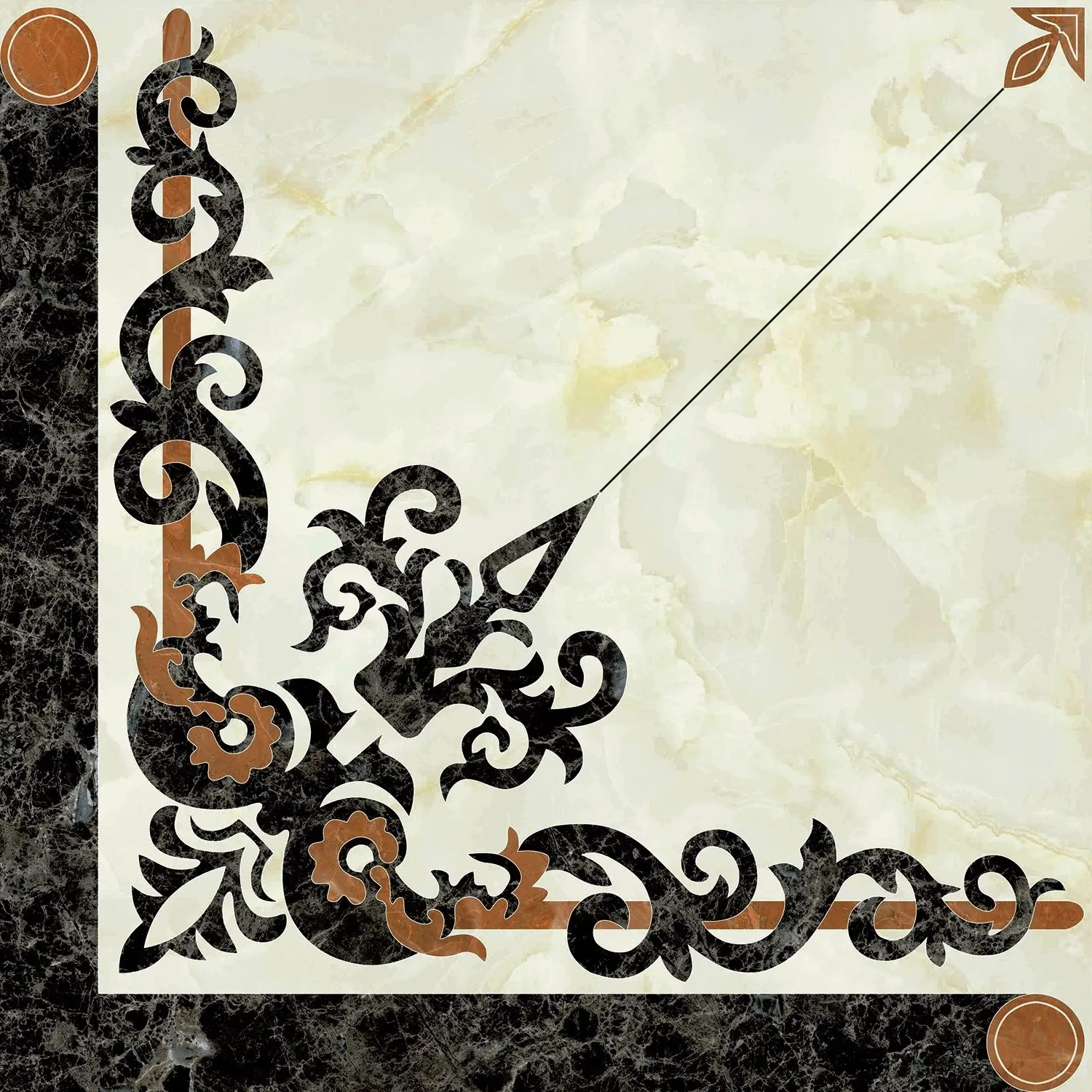 Hasin Large Quantity New Designs Popular Exterior Ceramic Floor Polished Crystal Carpet Puzzle Ceramic Tiles(4 in 1)