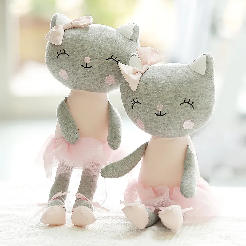 Cute Cartoon Pink Cat Tutu Long Leg Stuffed Animal Plush Dolls Girls Gift
