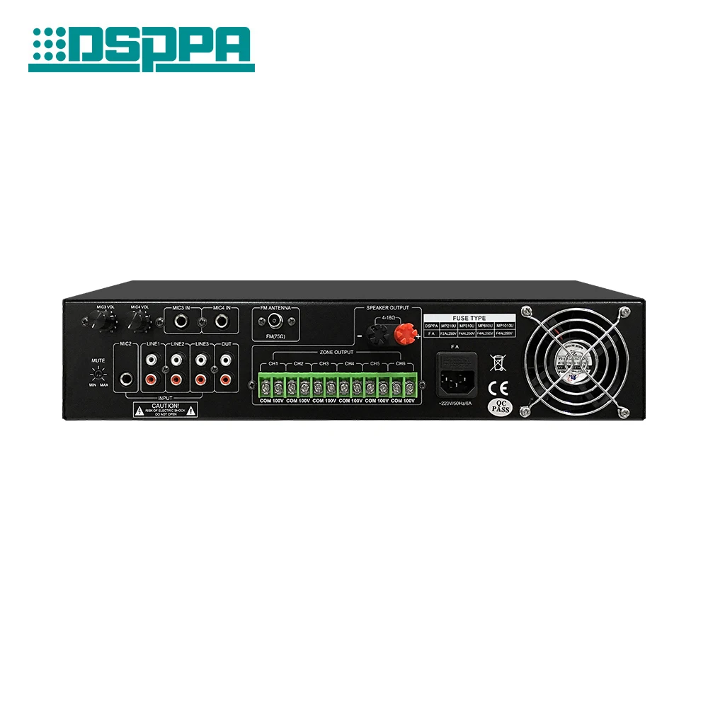 Public Address 250W 6 zone pa amplifier pa system audio power amplifier for sale
